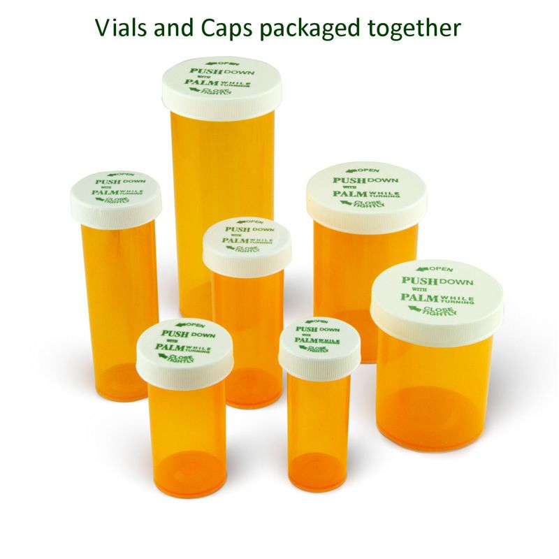 Plastic Medicine Pill Bottles with Push and Turn Caps (30 Dram