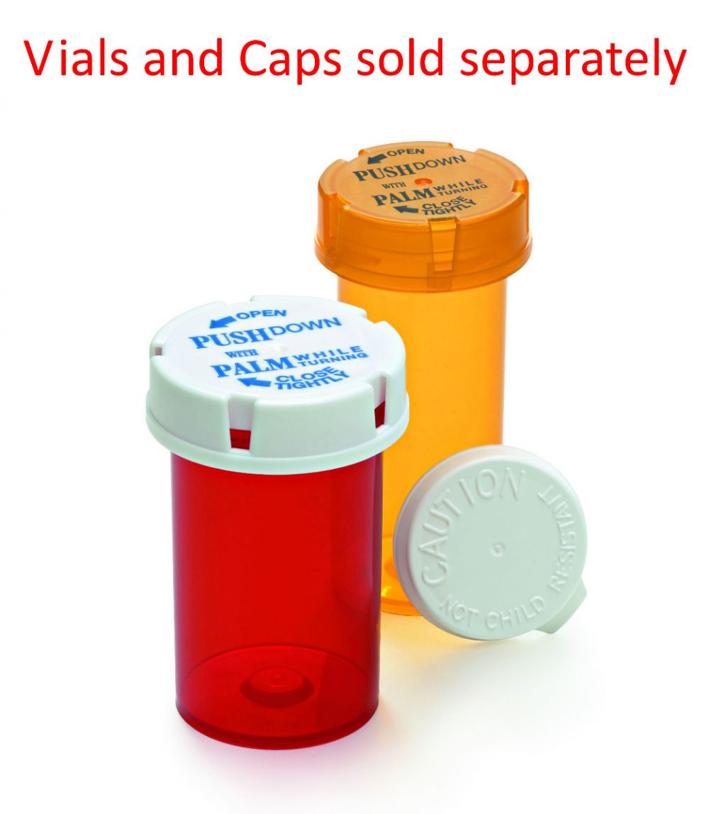 Plastic Medicine Pill Bottles with Push and Turn Caps (30 Dram
